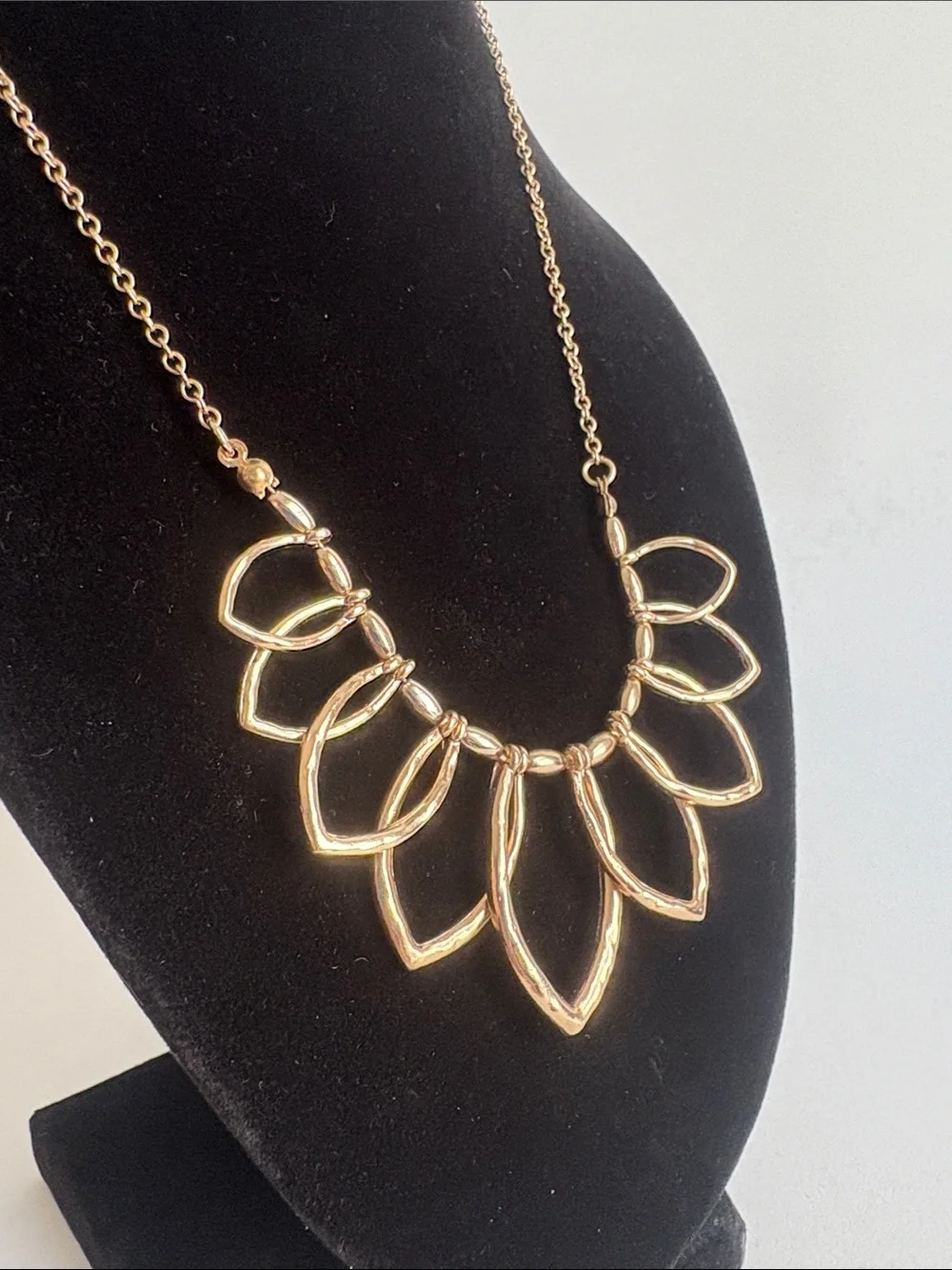 Gold Petal Statement Necklace Layered Floral Women Jewelry